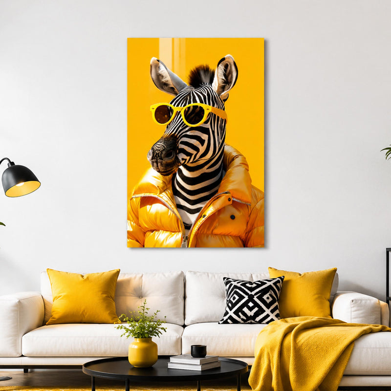Sarı Montlu Zebra Cam Tablo – Cam Tablo