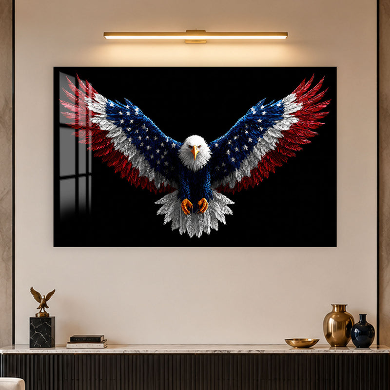 Amerikan Bayraklı Kartal Cam Tablo – Cam Tablo