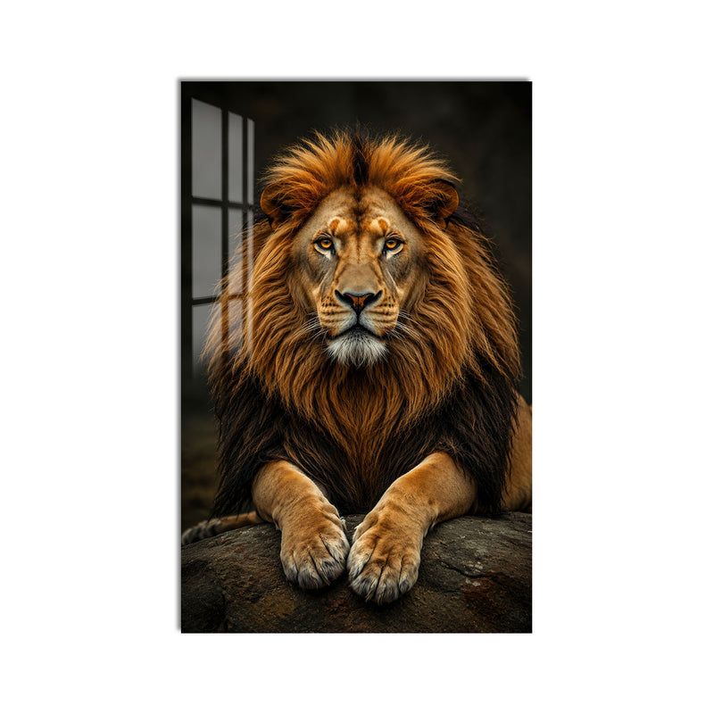 Pençeleri Üstünde Aslan Cam Tablo – Cam Tablo