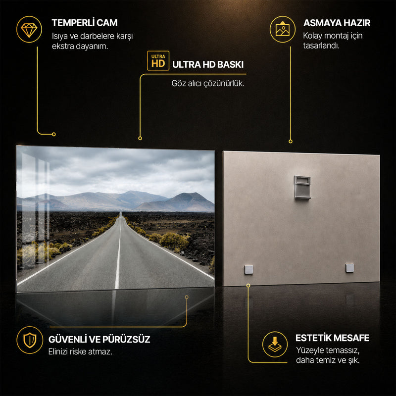 Volkanik Arazide Uzun Yol Cam Tablo – Cam Tablo