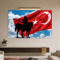 Bayrakta Atlı Atatürk Cam Tablo