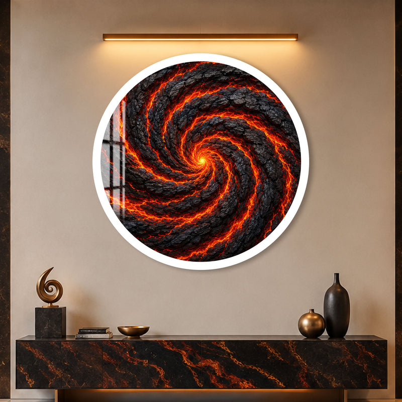 Siyah Kabuktan Dönen Spiral Cam Tablo – Beyaz Çerçeveli Cam Tablo