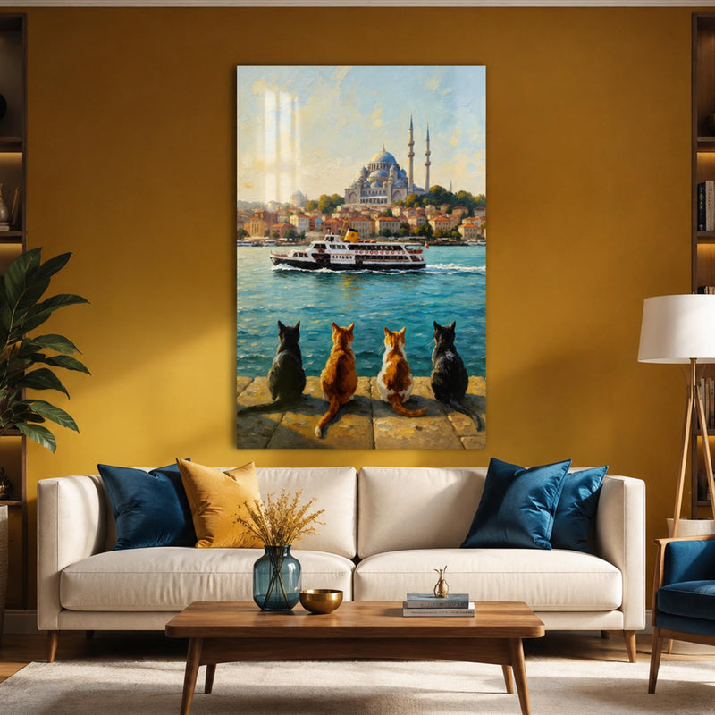 İstanbul Boğazı Kedi Manzarası Cam Tablo – Cam Tablo
