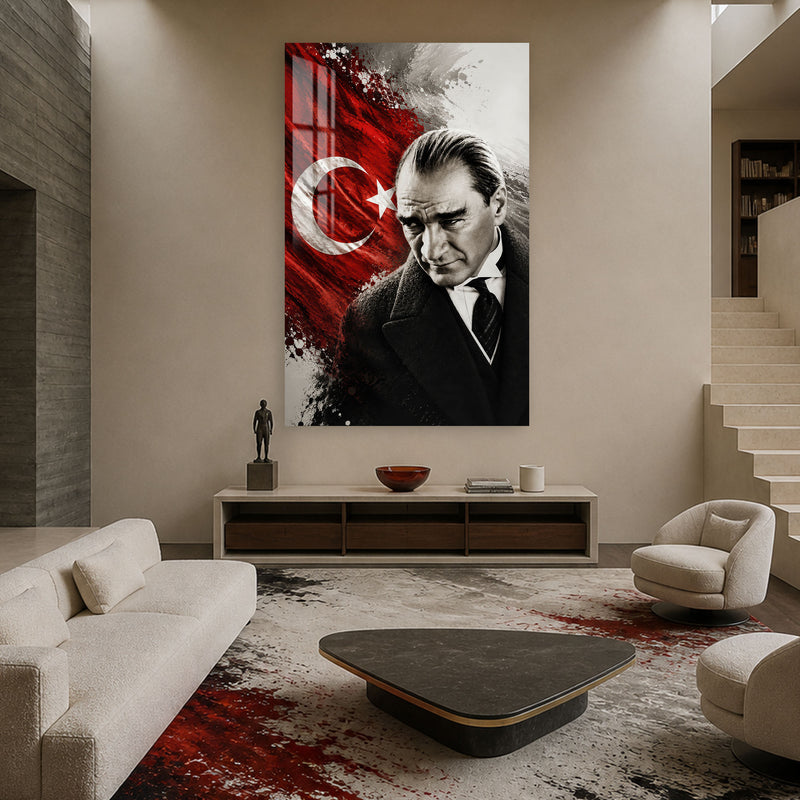 Düşünceli Atatürk Cam Tablo