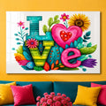 LOVE Çiçek Kalp Cam Tablo – Cam Tablo