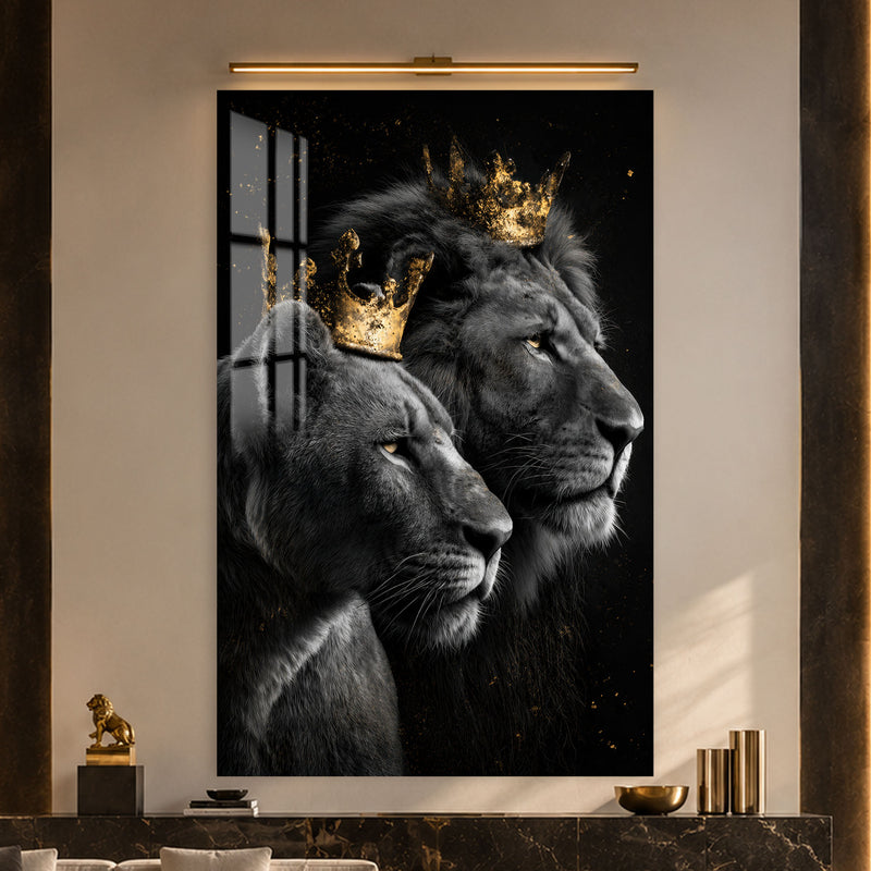 Taçlı Aslan Çifti Cam Tablo – Cam Tablo