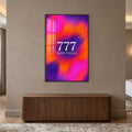 Neon Bulutlarda 777 Cam Tablo – Ceviz Çerçeveli Cam Tablo