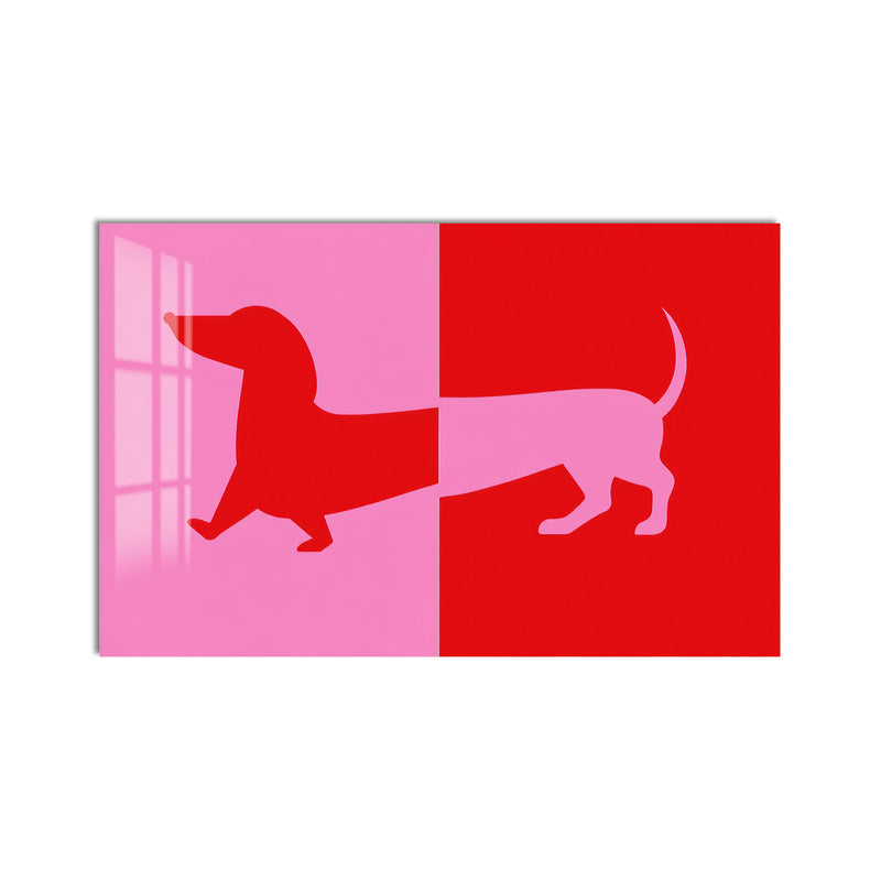Pembe Kırmızı Sosis Köpek Cam Tablo – Cam Tablo