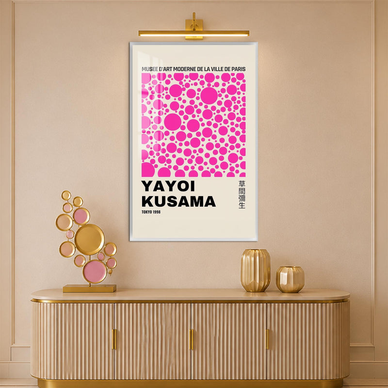 Pembe Beneklerin Sonsuzluğu Cam Tablo – Beyaz Çerçeveli Cam Tablo