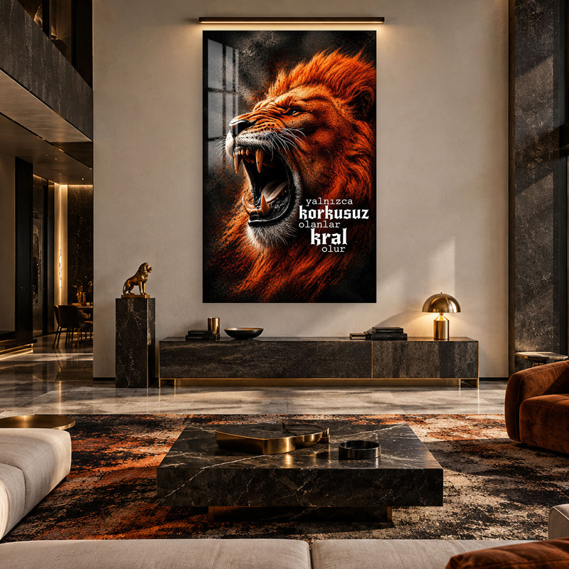 Türkçe Sözlü Kükreyen Aslan Cam Tablo – Cam Tablo