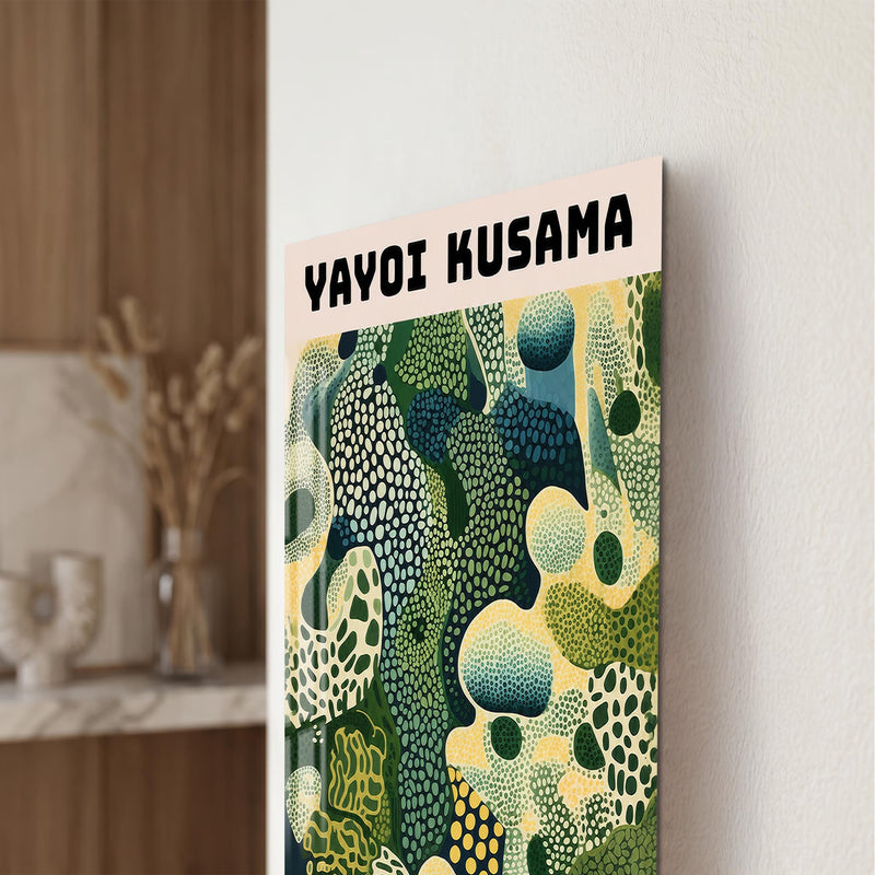 Yeşil Organik Nokta Formları Cam Tablo – Cam Tablo