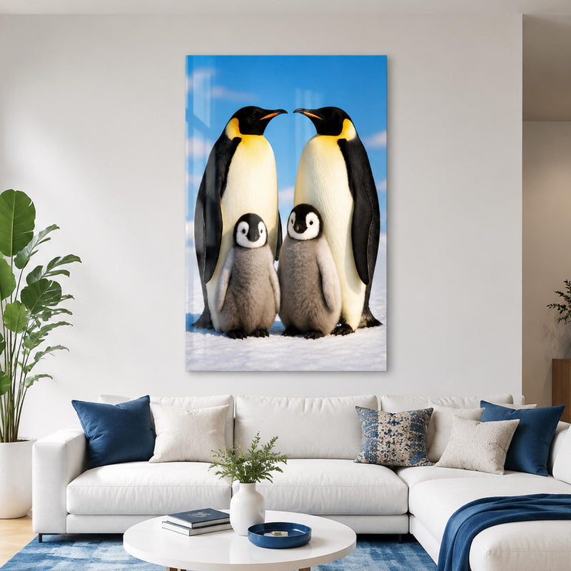Penguen Ailesi Cam Tablo – Cam Tablo