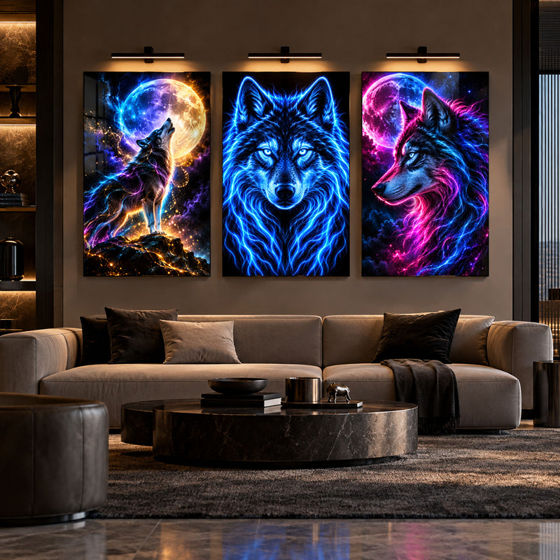 Neon Kurt Üçlüsü Üçlü Cam Tablo