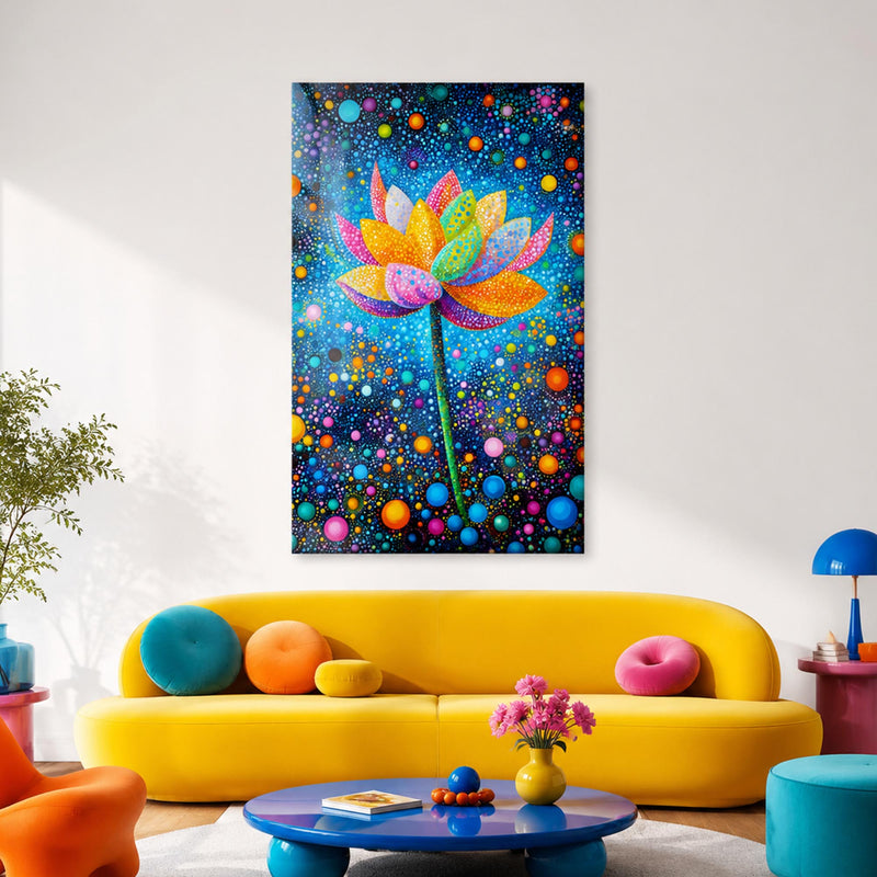 Noktalı Lotus Çiçeği Cam Tablo – Cam Tablo