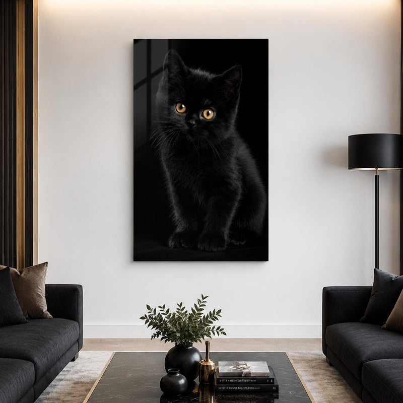 Siyah Yavru Kedi Cam Tablo – Cam Tablo