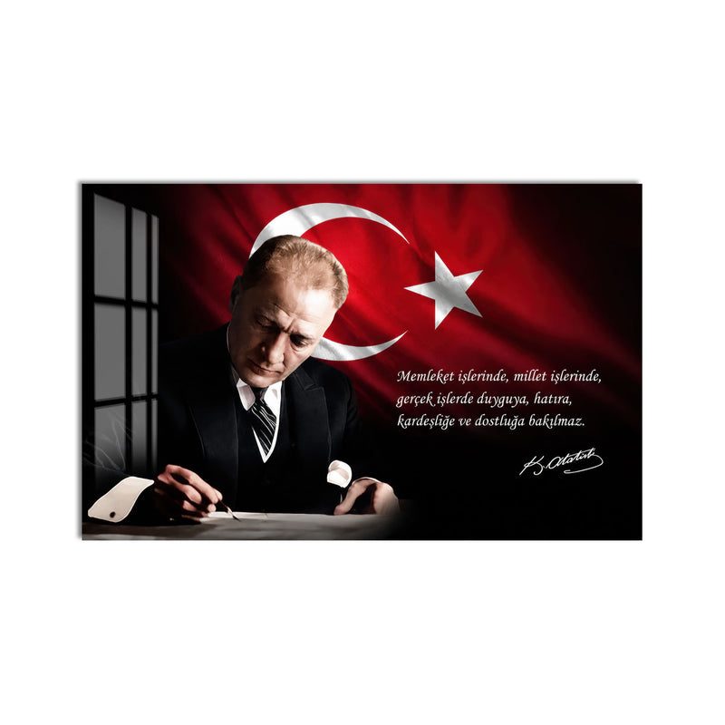 Masada Yazan Atatürk Cam Tablo