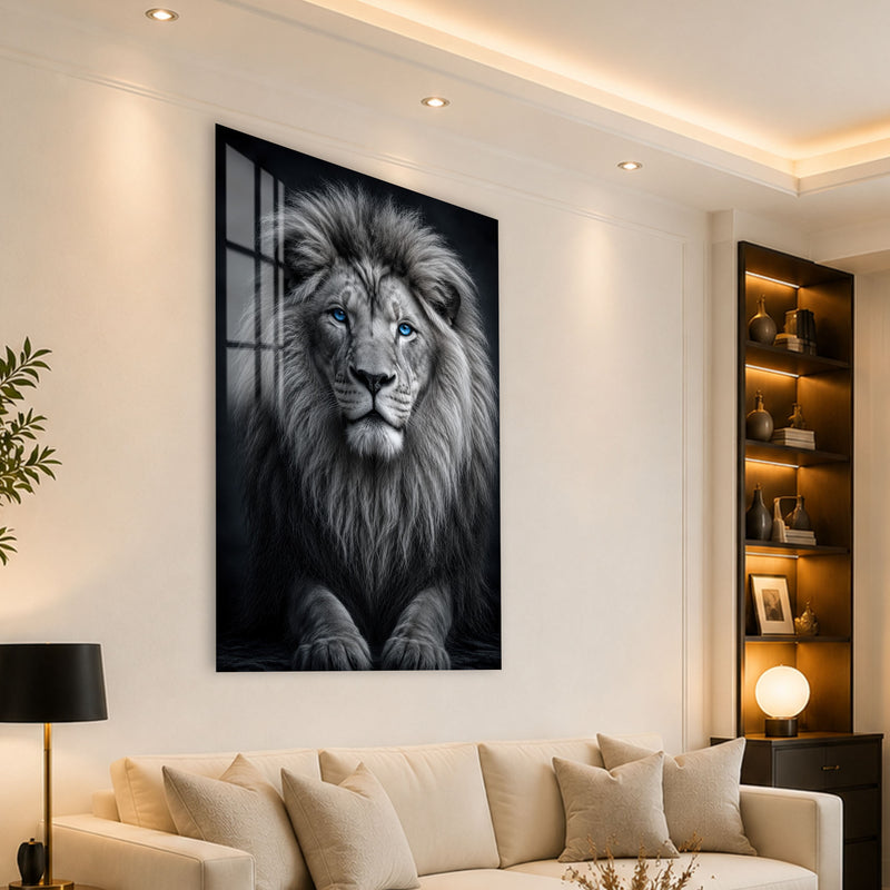 Mavi Gözlü Aslan Cam Tablo – Cam Tablo