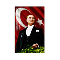 Bayrak Önünde Atatürk Cam Tablo