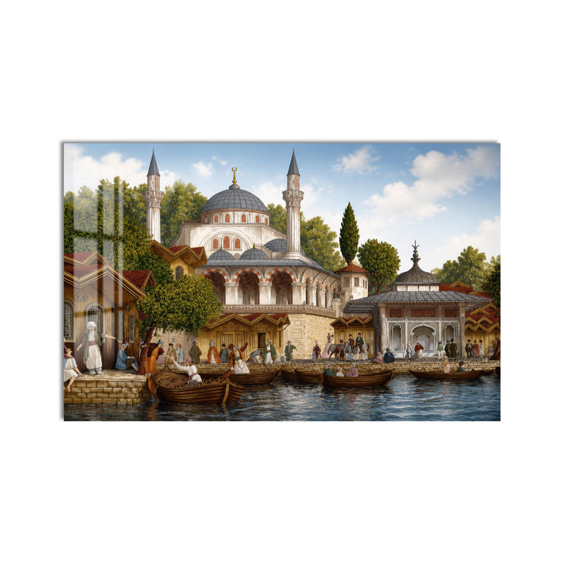 Osmanlı Sahil Camii ve Kayıklar Cam Tablo – Cam Tablo