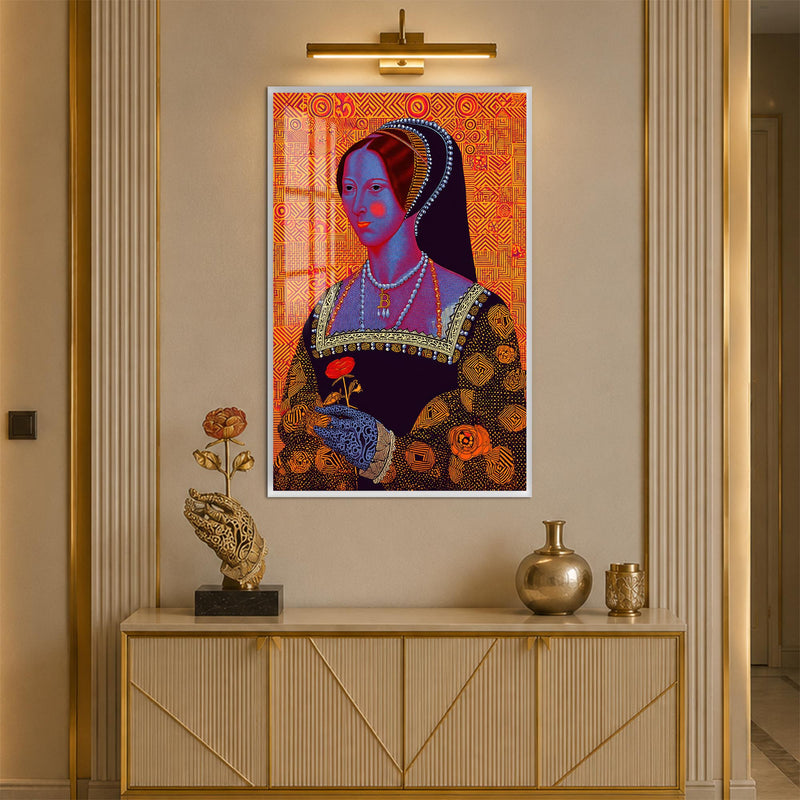 Renkli Pop Art Portre Cam Tablo – Beyaz Çerçeveli Cam Tablo