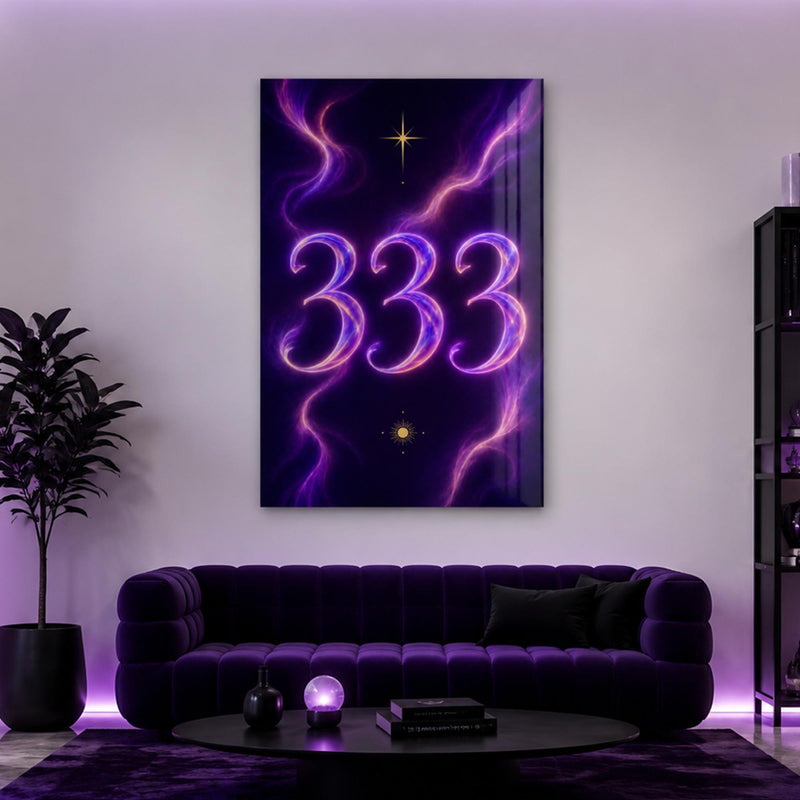 Mor Neon 333 Geçidi Cam Tablo – Cam Tablo
