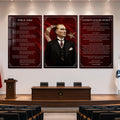 Atatürk Köşesi Üçlü Cam Tablo Seti — Kızıl Bayraklı