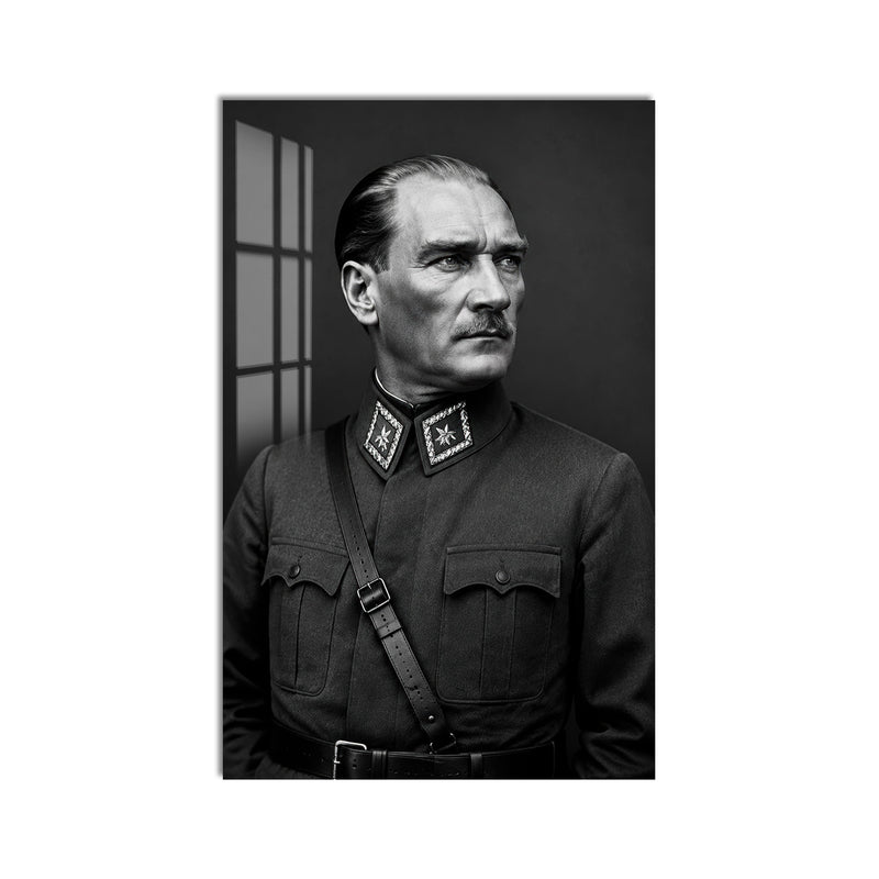 Üniformalı Atatürk Cam Tablo