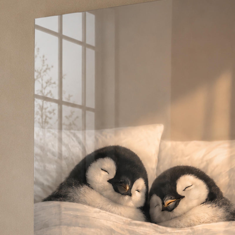 Uykucu Penguenler Cam Tablo – Cam Tablo
