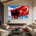Bayrakta Atlı Atatürk Cam Tablo