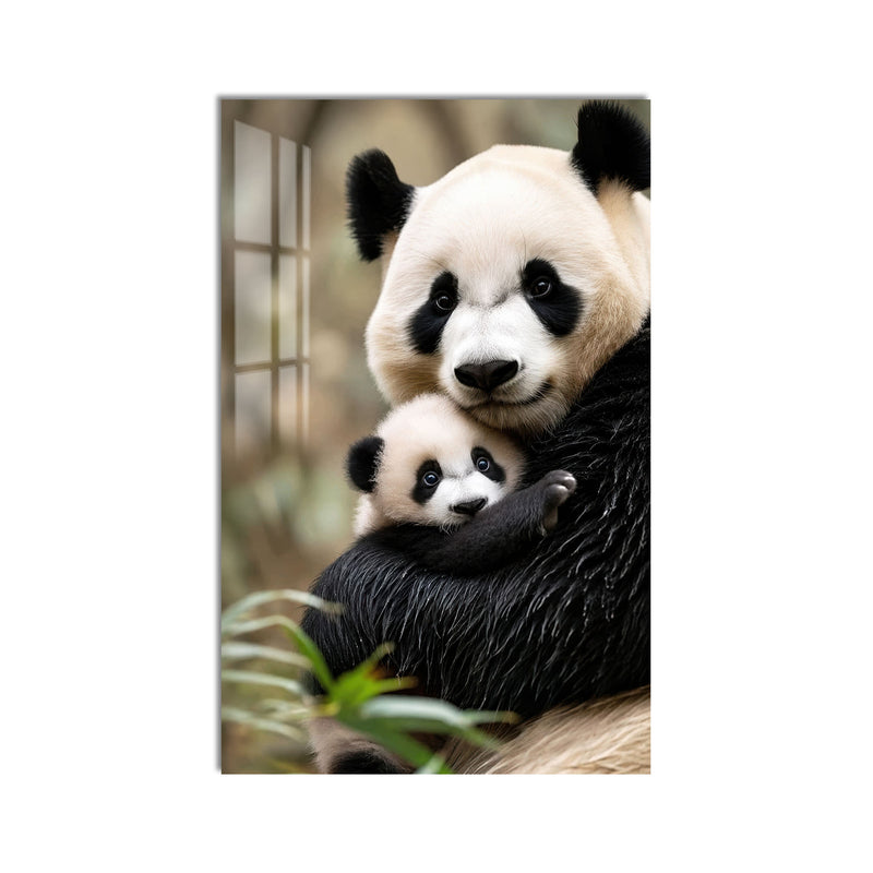 Anne Panda ve Yavrusu Cam Tablo – Cam Tablo