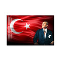 Bayrak Yanında Atatürk Cam Tablo