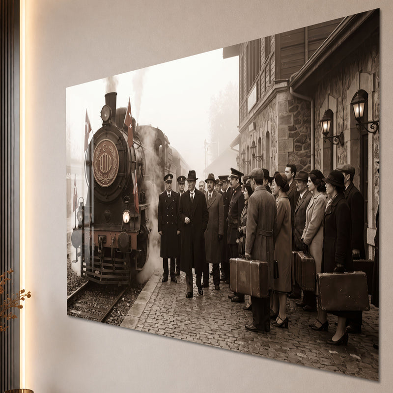 İstasyonda Atatürk Cam Tablo