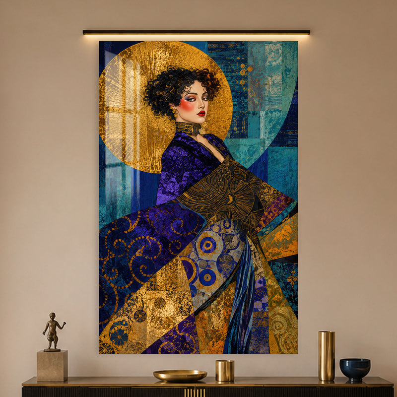 Klimt Esintili Kadın Cam Tablo – Cam Tablo