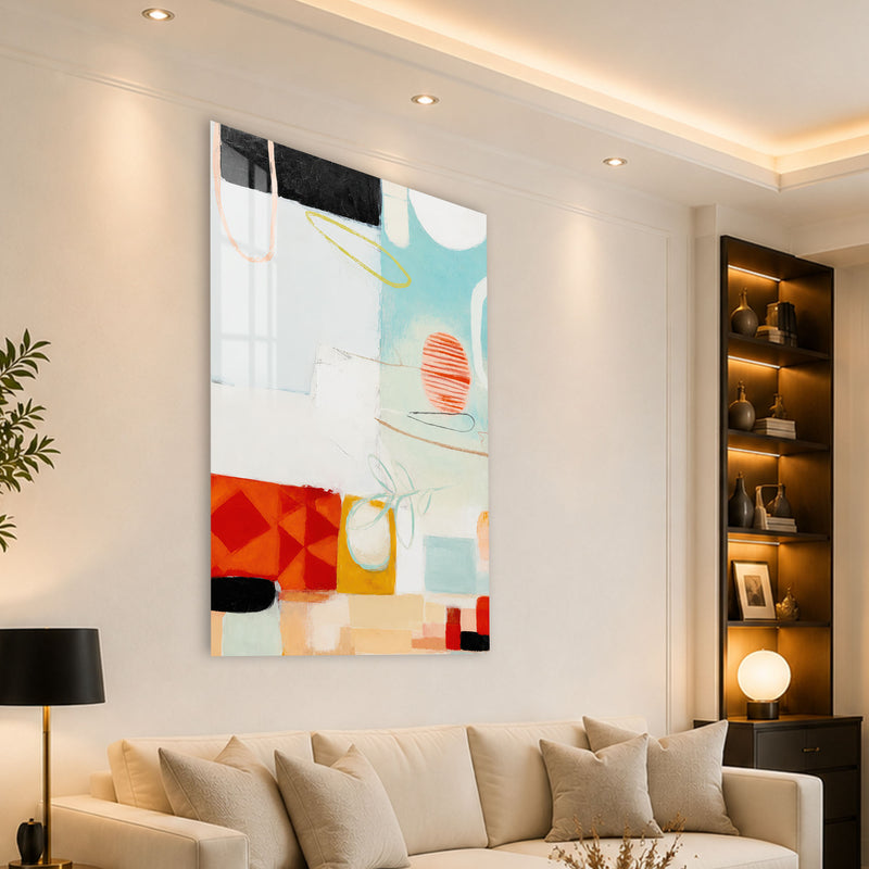 Pastel Soyut Kolaj Cam Tablo – Cam Tablo