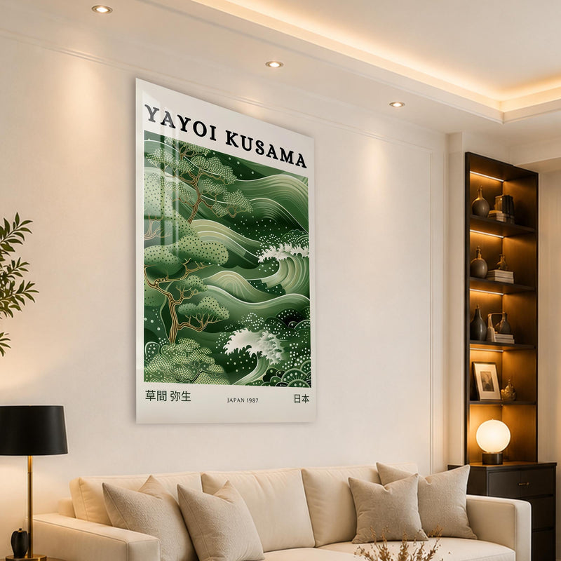 Yeşil Dalgalar ve Ağaçlar Cam Tablo – Cam Tablo