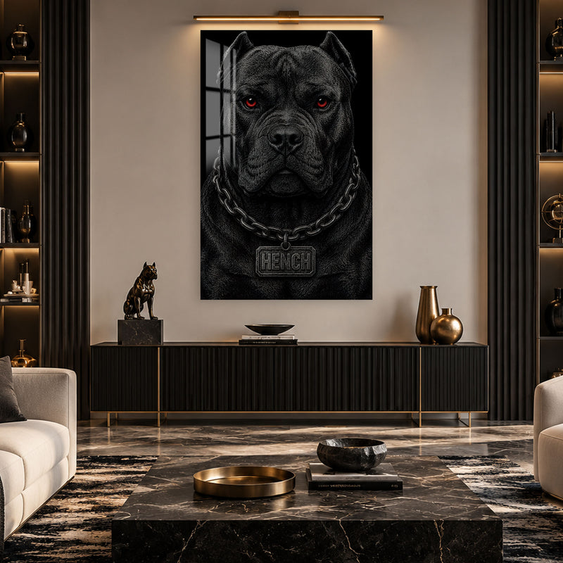 Zincirli Kara Köpek Cam Tablo – Cam Tablo