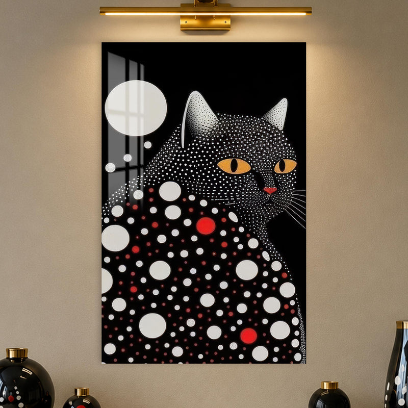 Gece Işığında Benekli Kedi Cam Tablo – Cam Tablo