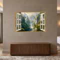 Fantastik Elf Şehri Cam Tablo – Altın Çerçeveli Cam Tablo