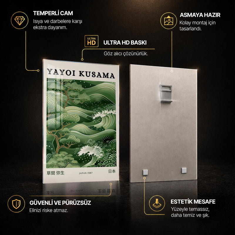 Yeşil Dalgalar ve Ağaçlar Cam Tablo – Cam Tablo