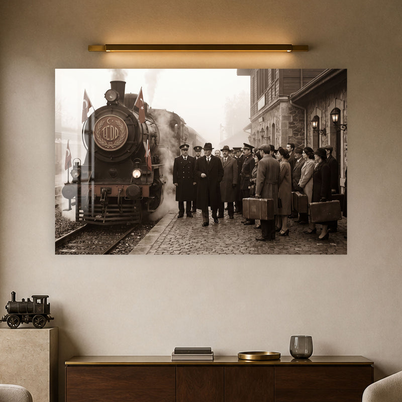 İstasyonda Atatürk Cam Tablo