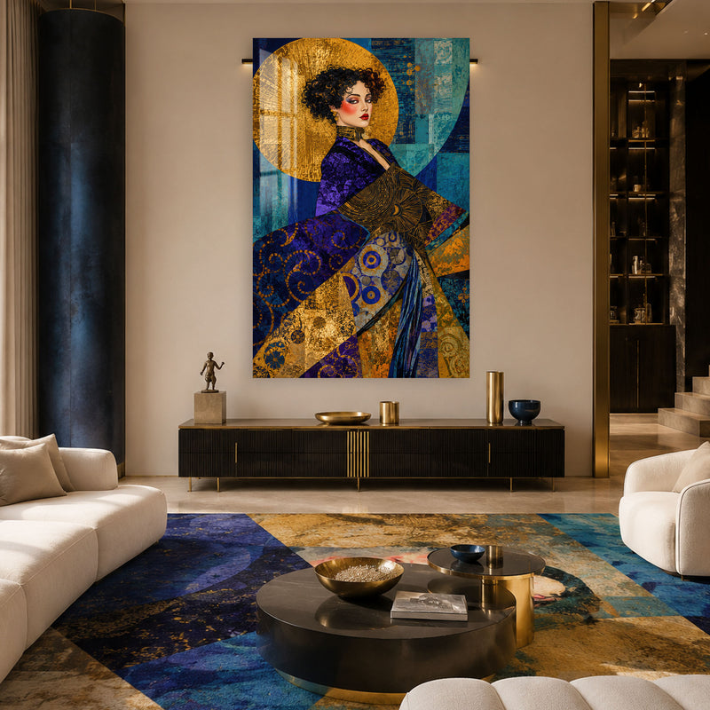 Klimt Esintili Kadın Cam Tablo – Cam Tablo