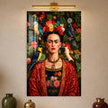 Kuşlar ve Çiçeklerle Frida Kahlo Cam Tablo – Cam Tablo