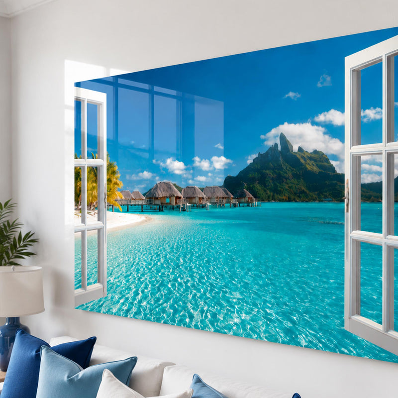 Bora Bora Su Bungalov Cam Tablo – Cam Tablo