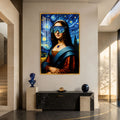 Yıldızlı Gece Mona Lisa Cam Tablo – Altın Çerçeveli Cam Tablo