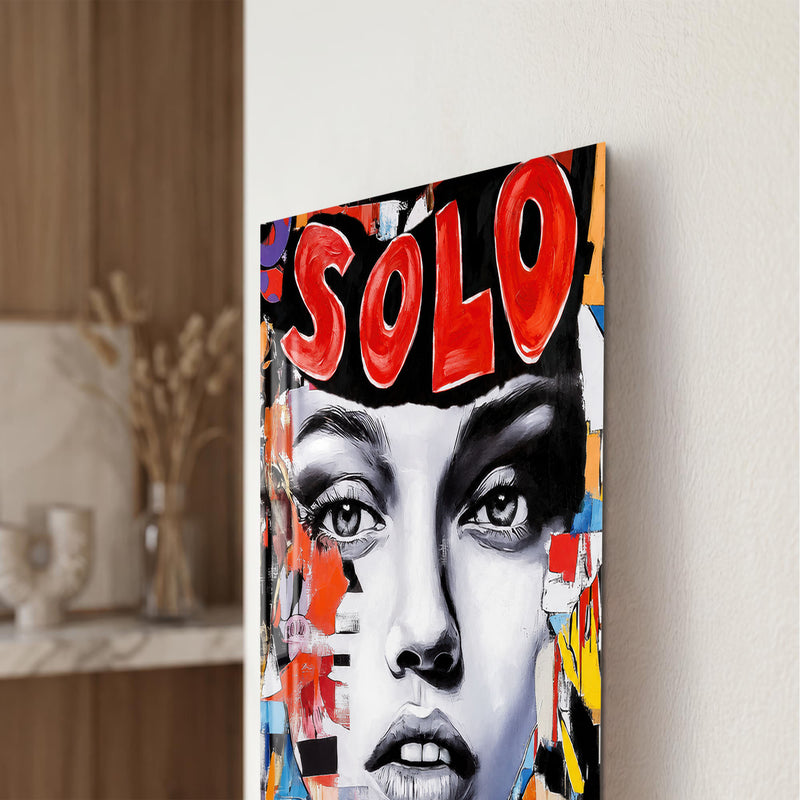 SOLO Yazılı Kolaj Portre Cam Tablo – Cam Tablo