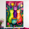 Laleli Üç Kedi Cam Tablo – Cam Tablo