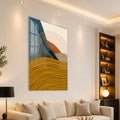 Lacivert Kemerlerde Turuncu Güneş Cam Tablo – Cam Tablo
