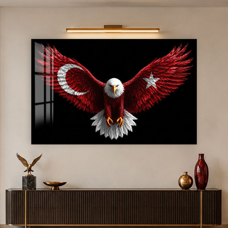 Türk Bayraklı Kartal Cam Tablo – Cam Tablo