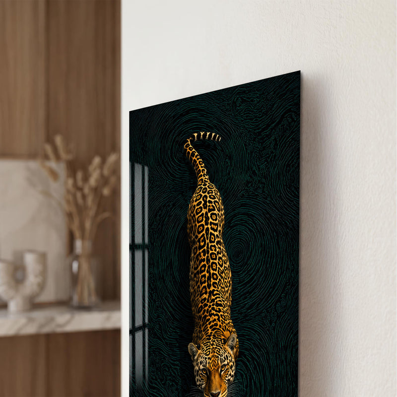 Karanlıkta Leopar Cam Tablo – Cam Tablo