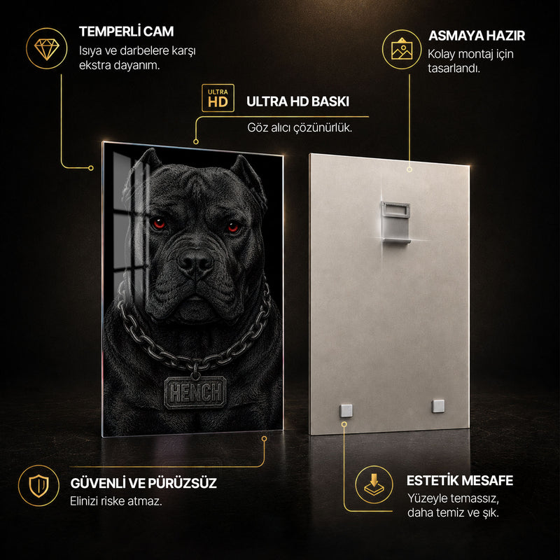Zincirli Kara Köpek Cam Tablo – Cam Tablo